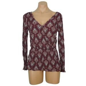 BAND OF GYPSIES Blouse XS Womens Juniors V-Neck Cross Front